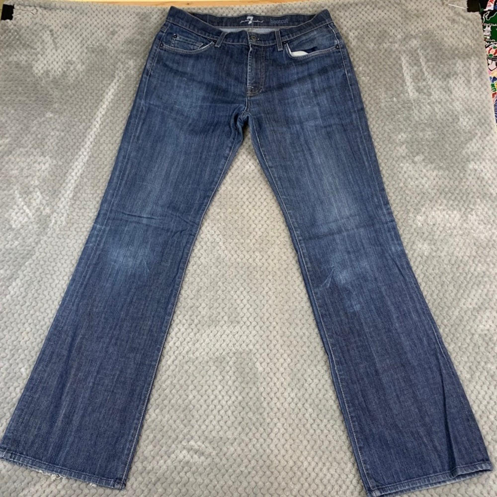 7 For All Mankind Mens Bootcut Jeans Dark Wash Size 33 T520080U Made in USA